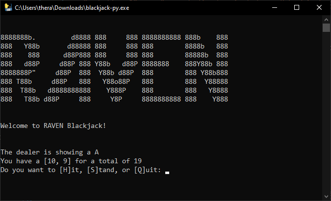 Blackjack.py Terminal Screenshot
